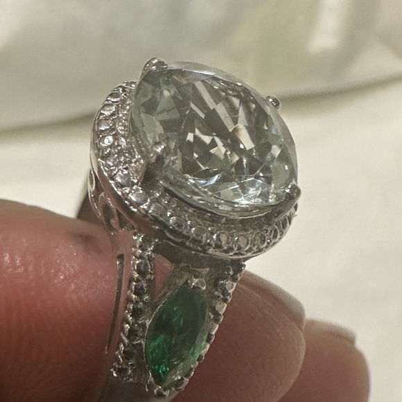 Citrine Sterling Silver and Green Gemstone Ring